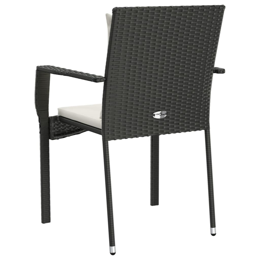 Gartenstühle mit Kissen 4 Stk. Poly Rattan Schwarz - Pazzar.ch