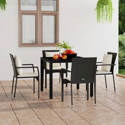 Gartenstühle mit Kissen 4 Stk. Poly Rattan Schwarz - Pazzar.ch