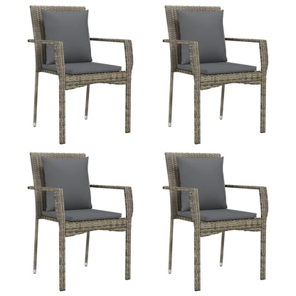 Gartenstühle mit Kissen 4 Stk. Poly Rattan Grau - Pazzar.ch