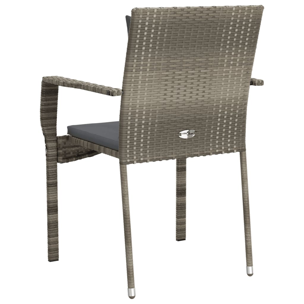 Gartenstühle mit Kissen 4 Stk. Poly Rattan Grau - Pazzar.ch
