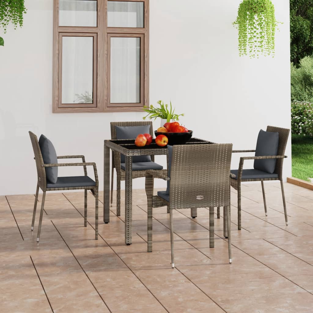 Gartenstühle mit Kissen 4 Stk. Poly Rattan Grau - Pazzar.ch
