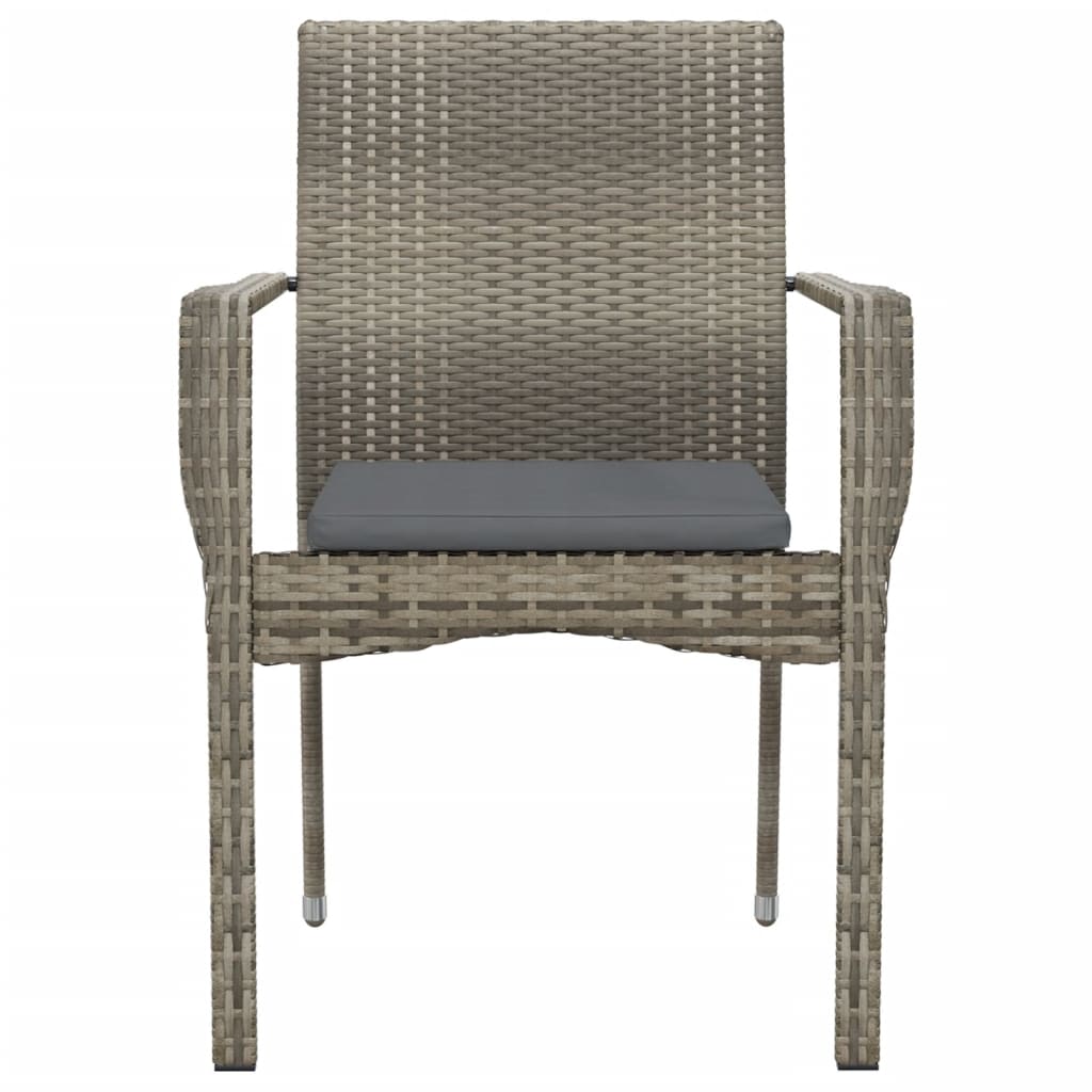 Gartenstühle mit Kissen 2 Stk. Poly Rattan Grau - Pazzar.ch