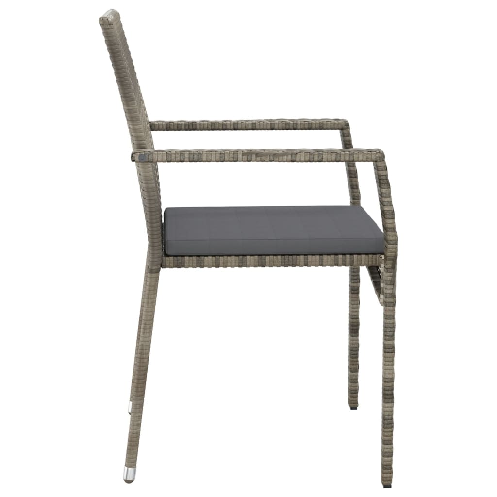 Gartenstühle mit Kissen 2 Stk. Poly Rattan Grau - Pazzar.ch