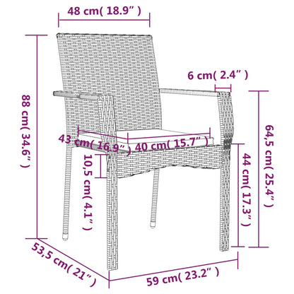 Gartenstühle mit Kissen 2 Stk. Poly Rattan Grau - Pazzar.ch