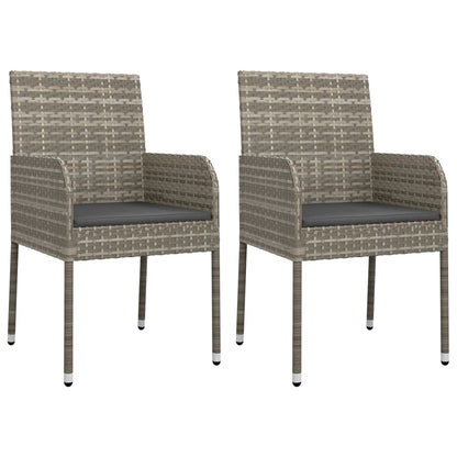 Gartenstühle mit Kissen 2 Stk. Poly Rattan Grau - Pazzar.ch