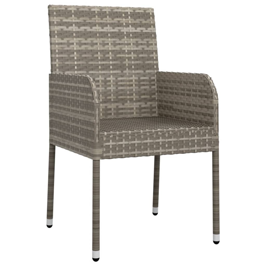 Gartenstühle mit Kissen 2 Stk. Poly Rattan Grau - Pazzar.ch