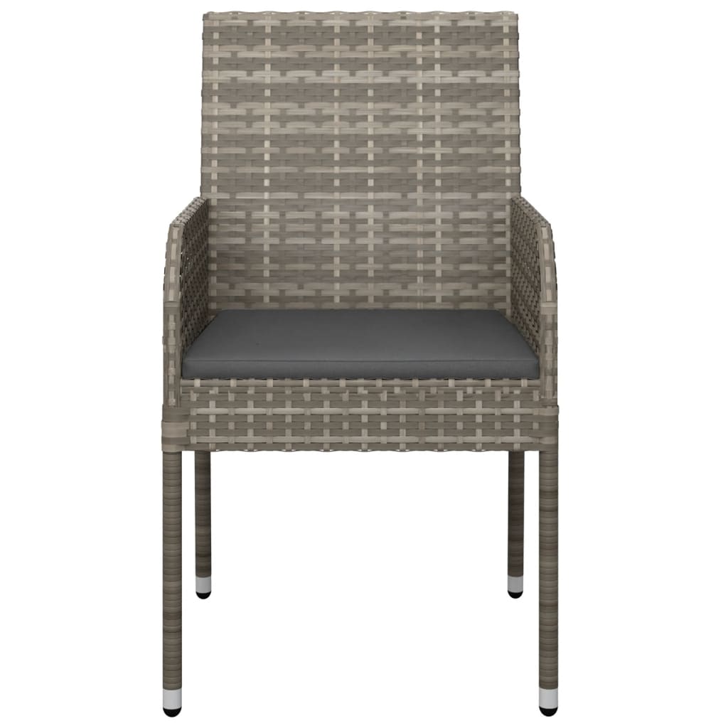Gartenstühle mit Kissen 2 Stk. Poly Rattan Grau - Pazzar.ch