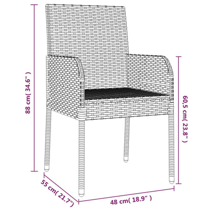 Gartenstühle mit Kissen 2 Stk. Poly Rattan Grau - Pazzar.ch