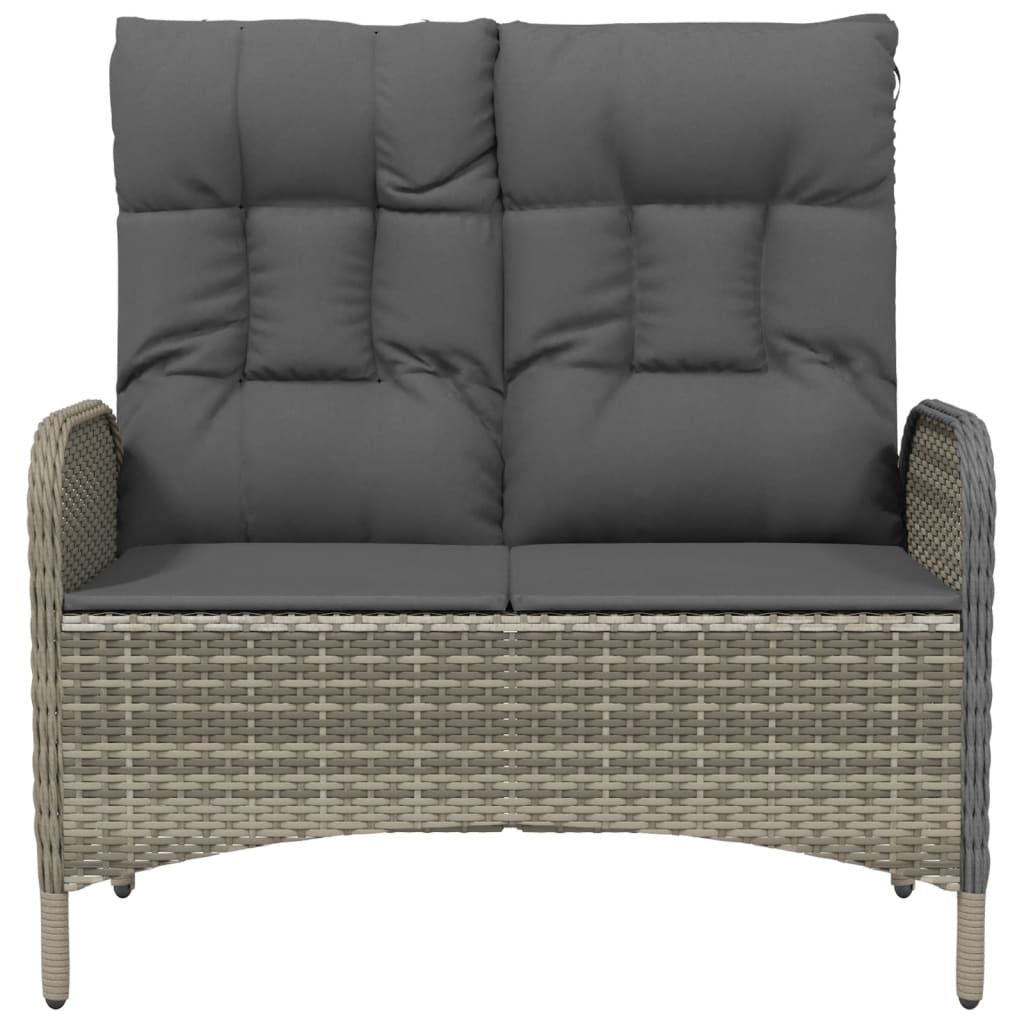 Gartenbank mit Liegefunktion und Kissen 107 cm Poly Rattan Grau - Pazzar.ch