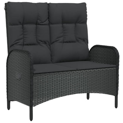 Gartenbank mit Liegefunktion & Kissen 107cm Poly Rattan Schwarz - Pazzar.ch