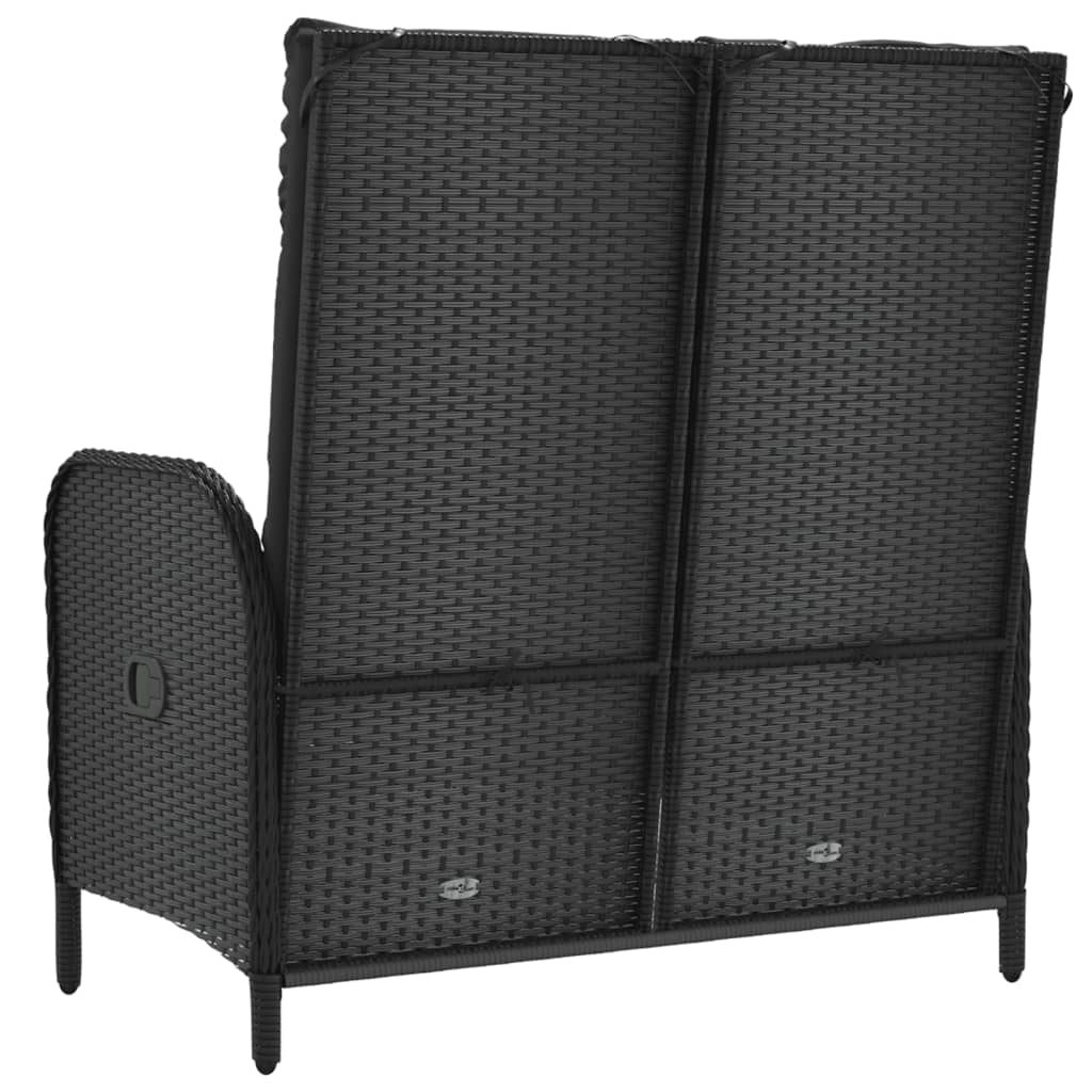 Gartenbank mit Liegefunktion & Kissen 107cm Poly Rattan Schwarz - Pazzar.ch