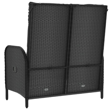 Gartenbank mit Liegefunktion & Kissen 107cm Poly Rattan Schwarz - Pazzar.ch