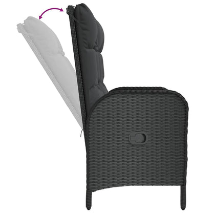Gartenbank mit Liegefunktion & Kissen 107cm Poly Rattan Schwarz - Pazzar.ch