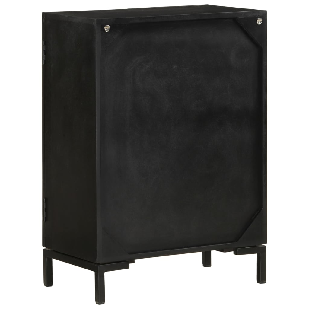 Sideboard Schwarz 55x30x77 cm Massivholz Mango und Eisen - Pazzar.ch