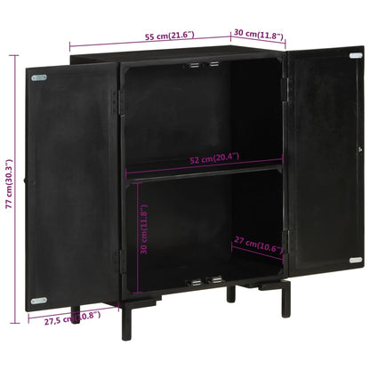 Sideboard Schwarz 55x30x77 cm Massivholz Mango und Eisen - Pazzar.ch