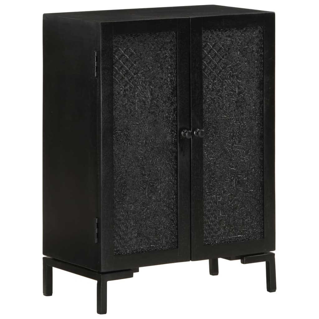 Sideboard Schwarz 55x30x77 cm Massivholz Mango und Eisen - Pazzar.ch