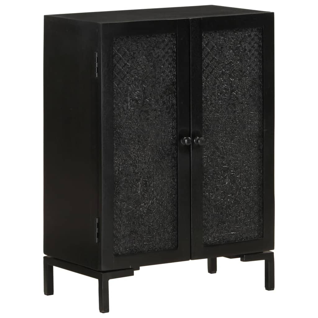 Sideboard Schwarz 55x30x77 cm Massivholz Mango und Eisen - Pazzar.ch