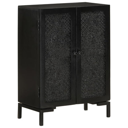 Sideboard Schwarz 55x30x77 cm Massivholz Mango und Eisen - Pazzar.ch