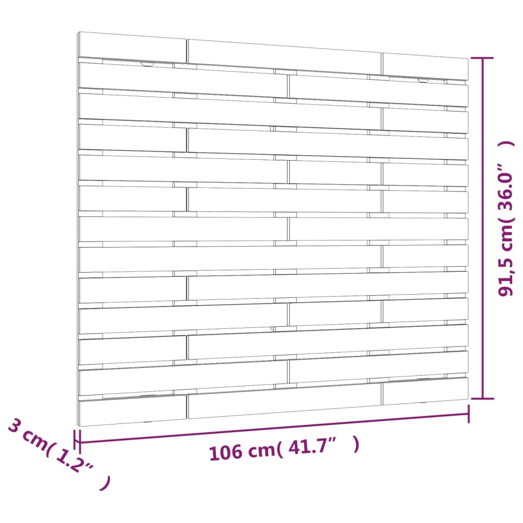 Wand-Kopfteil Grau 106x3x91,5 cm Massivholz Kiefer - Pazzar.ch