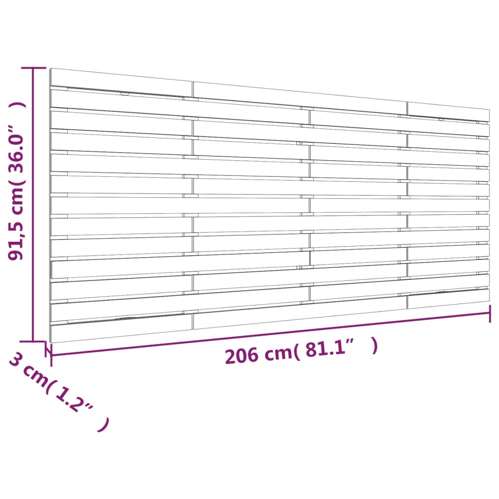 Wand-Kopfteil Honigbraun 206x3x91,5 cm Massivholz Kiefer - Pazzar.ch