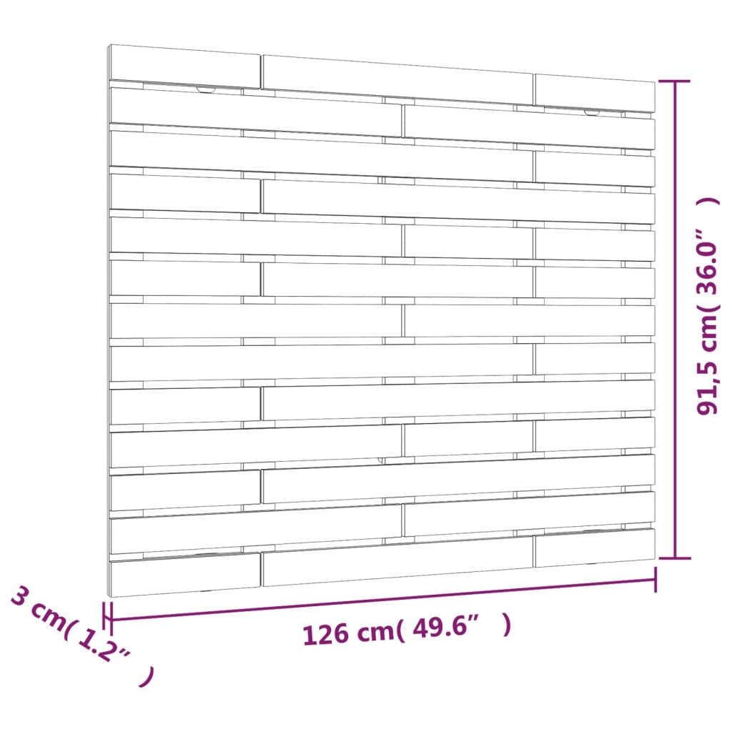 Wand-Kopfteil Grau 126x3x91,5 cm Massivholz Kiefer