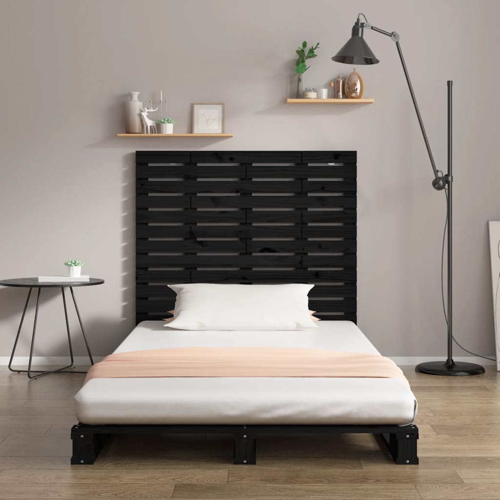 Wand-Kopfteil Schwarz 81x3x91,5 cm Massivholz Kiefer - Pazzar.ch