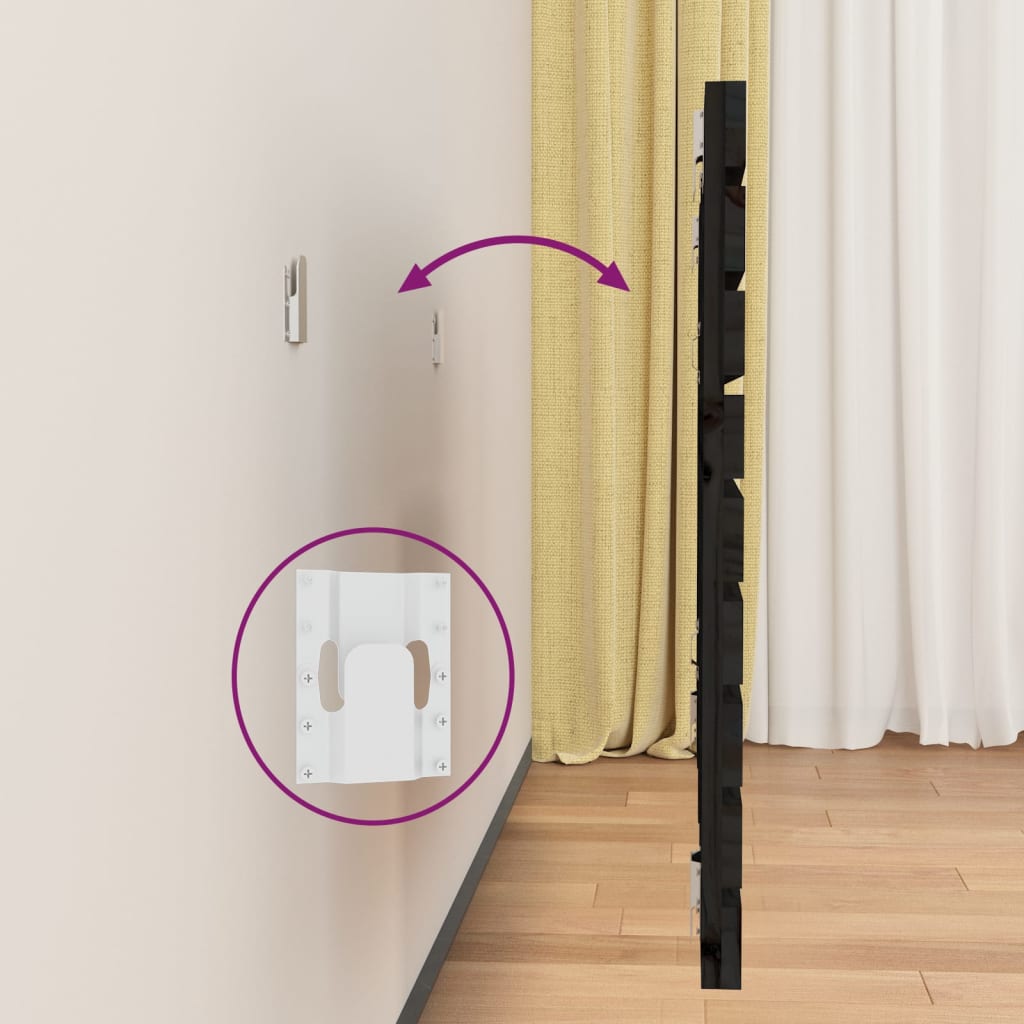 Wand-Kopfteil Schwarz 106x3x63 cm Massivholz Kiefer - Pazzar.ch