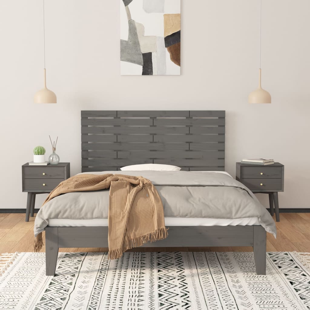 Wand-Kopfteil Grau 126x3x63 cm Massivholz Kiefer - Pazzar.ch