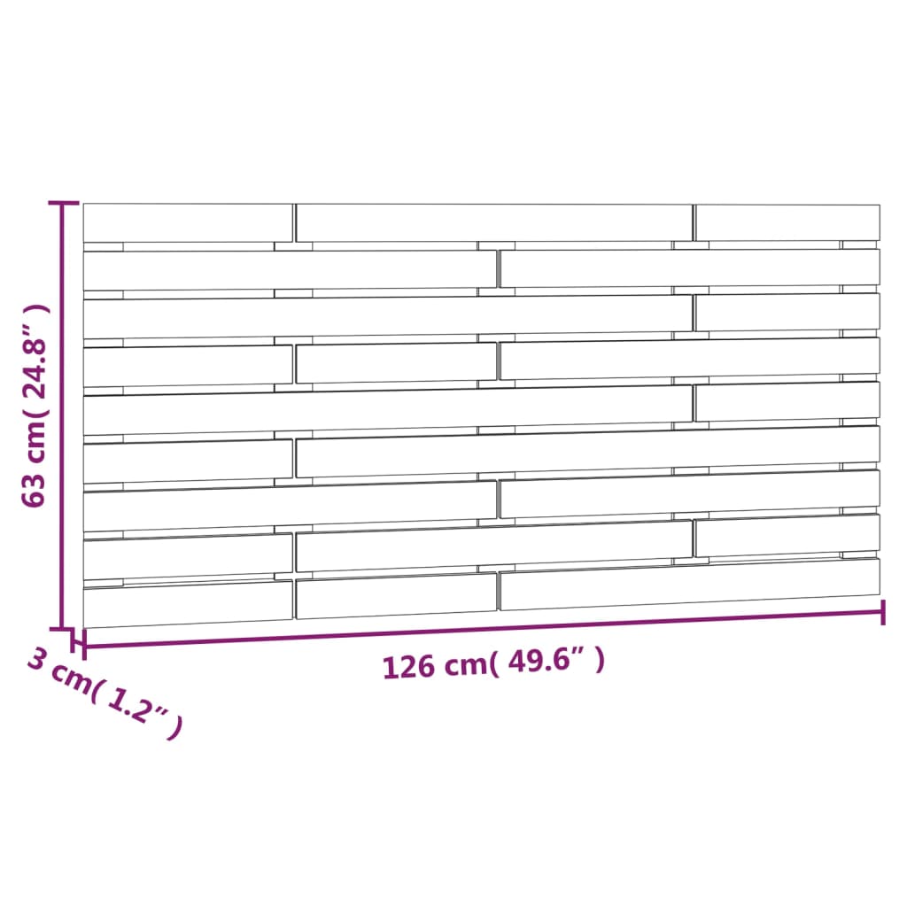 Wand-Kopfteil Grau 126x3x63 cm Massivholz Kiefer - Pazzar.ch