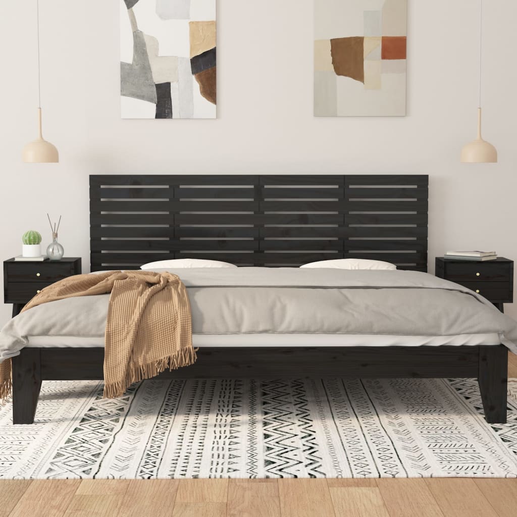 Wand-Kopfteil Schwarz 166x3x63 cm Massivholz Kiefer - Pazzar.ch