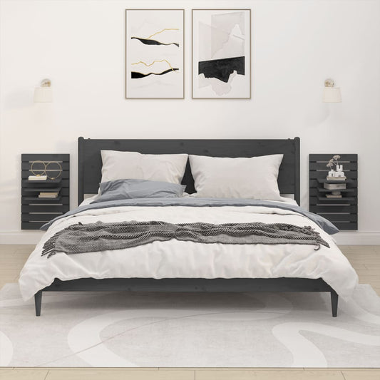 Wand-Nachttische 2 Stk. Grau Massivholz Kiefer - Pazzar.ch