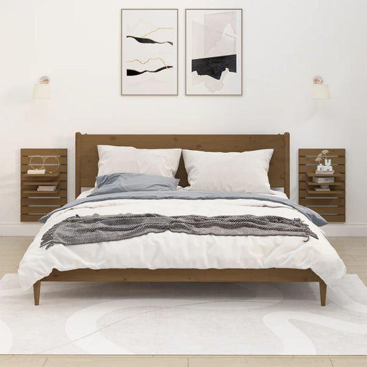 Wand-Nachttische 2 Stk. Honigbraun Massivholz Kiefer - Pazzar.ch