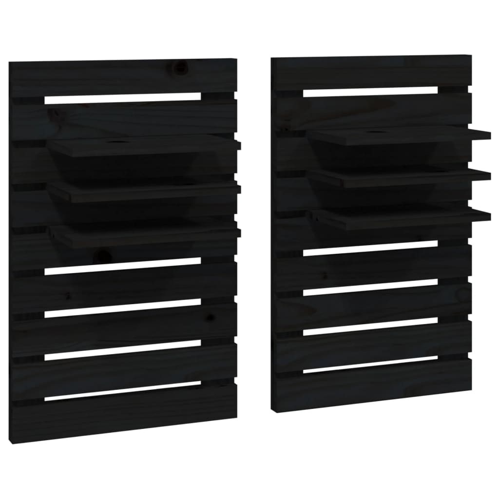 Wand-Nachttische 2 Stk. Schwarz Massivholz Kiefer - Pazzar.ch