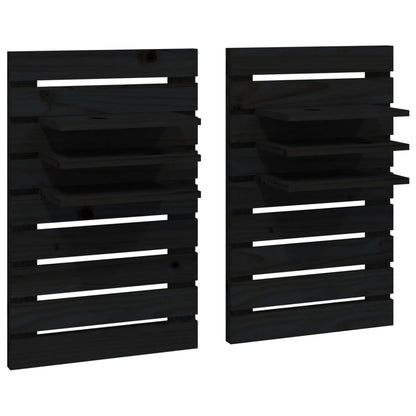 Wand-Nachttische 2 Stk. Schwarz Massivholz Kiefer - Pazzar.ch