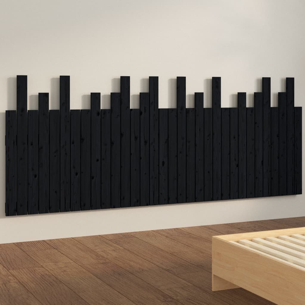 Wand-Kopfteil Schwarz 204x3x80 cm Massivholz Kiefer - Pazzar.ch