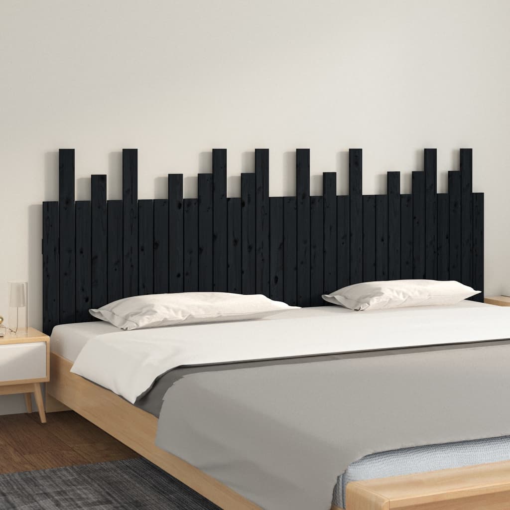 Wand-Kopfteil Schwarz 204x3x80 cm Massivholz Kiefer - Pazzar.ch