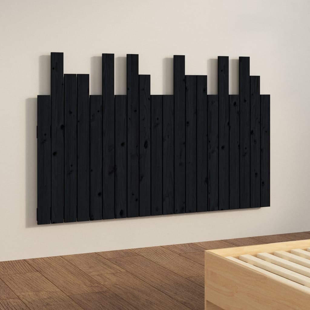 Wand-Kopfteil Schwarz 127,5x3x80 cm Massivholz Kiefer - Pazzar.ch