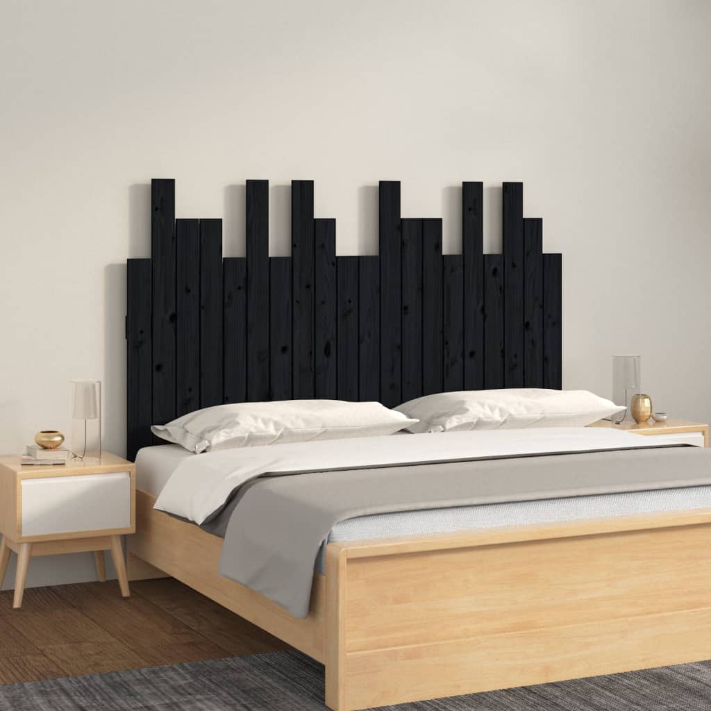 Wand-Kopfteil Schwarz 127,5x3x80 cm Massivholz Kiefer - Pazzar.ch