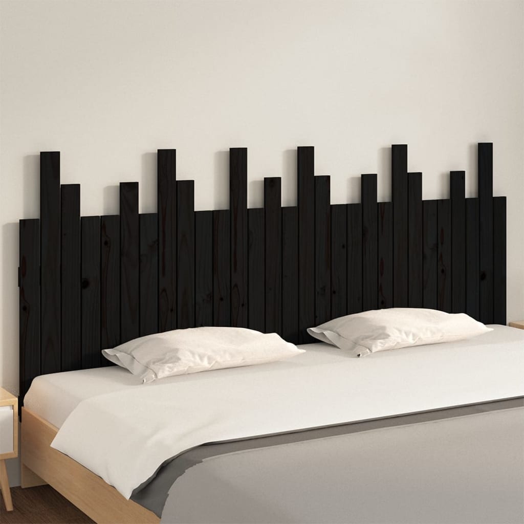 Wand-Kopfteil Schwarz 185x3x80 cm Massivholz Kiefer - Pazzar.ch