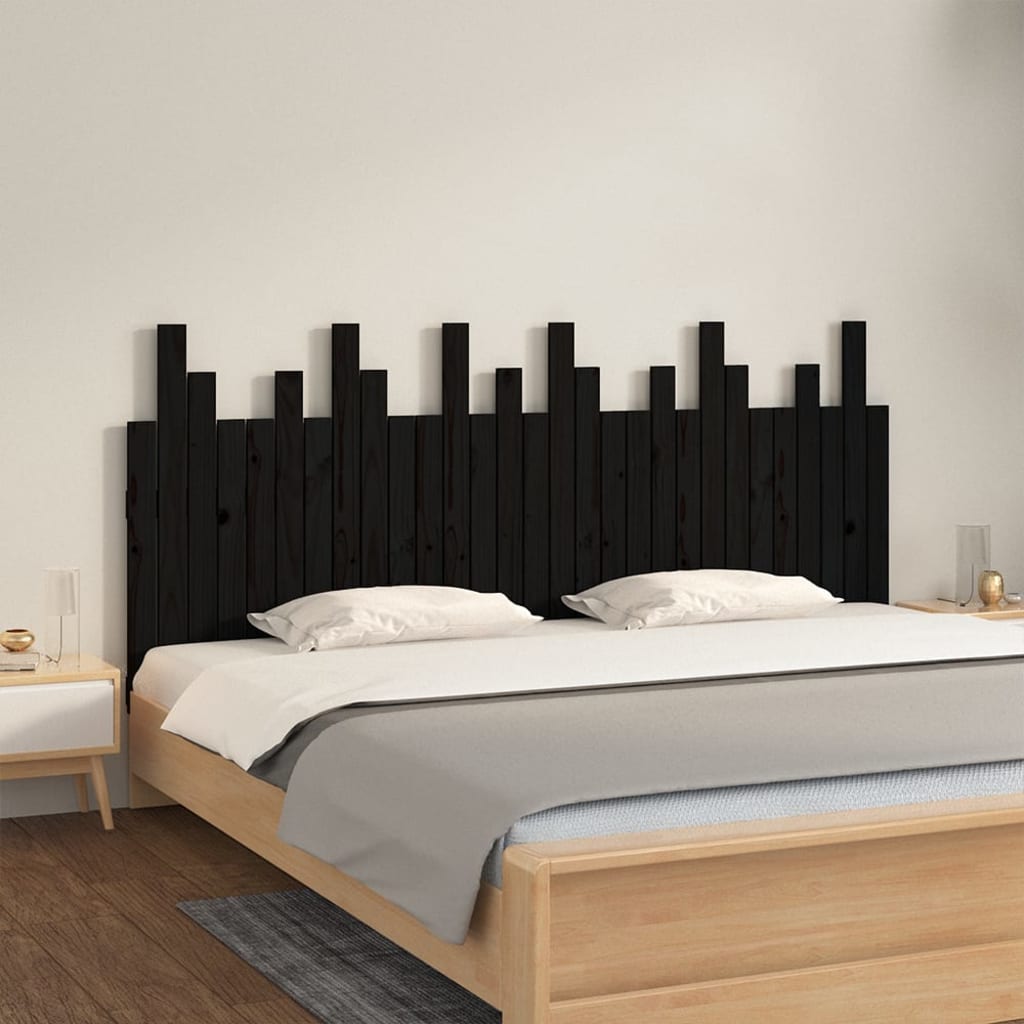 Wand-Kopfteil Schwarz 185x3x80 cm Massivholz Kiefer - Pazzar.ch