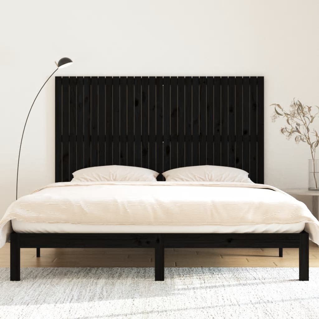 Wand-Kopfteil Schwarz 185x3x110 cm Massivholz Kiefer - Pazzar.ch