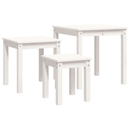 Satztische 3 Stk. Weiß Massivholz Kiefer - Pazzar.ch
