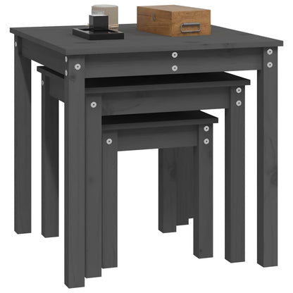 Satztische 3 Stk. Grau Massivholz Kiefer - Pazzar.ch
