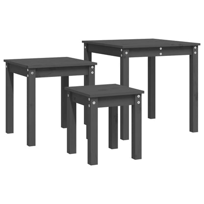 Satztische 3 Stk. Grau Massivholz Kiefer - Pazzar.ch