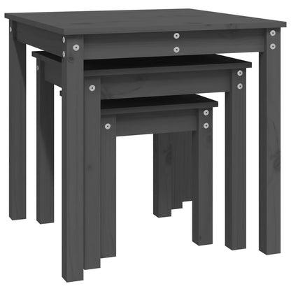 Satztische 3 Stk. Grau Massivholz Kiefer - Pazzar.ch