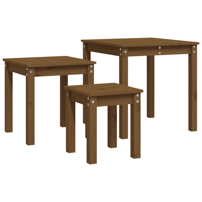 Satztische 3 Stk. Honigbraun Massivholz Kiefer - Pazzar.ch