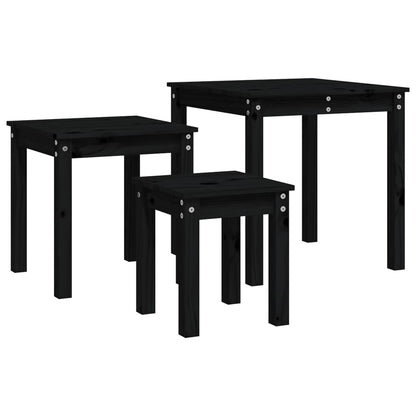 Satztische 3 Stk. Schwarz Massivholz Kiefer - Pazzar.ch