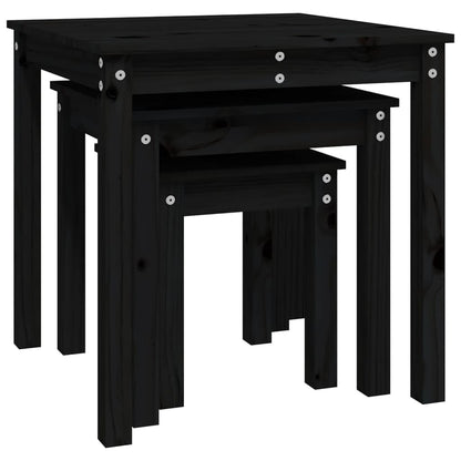 Satztische 3 Stk. Schwarz Massivholz Kiefer - Pazzar.ch