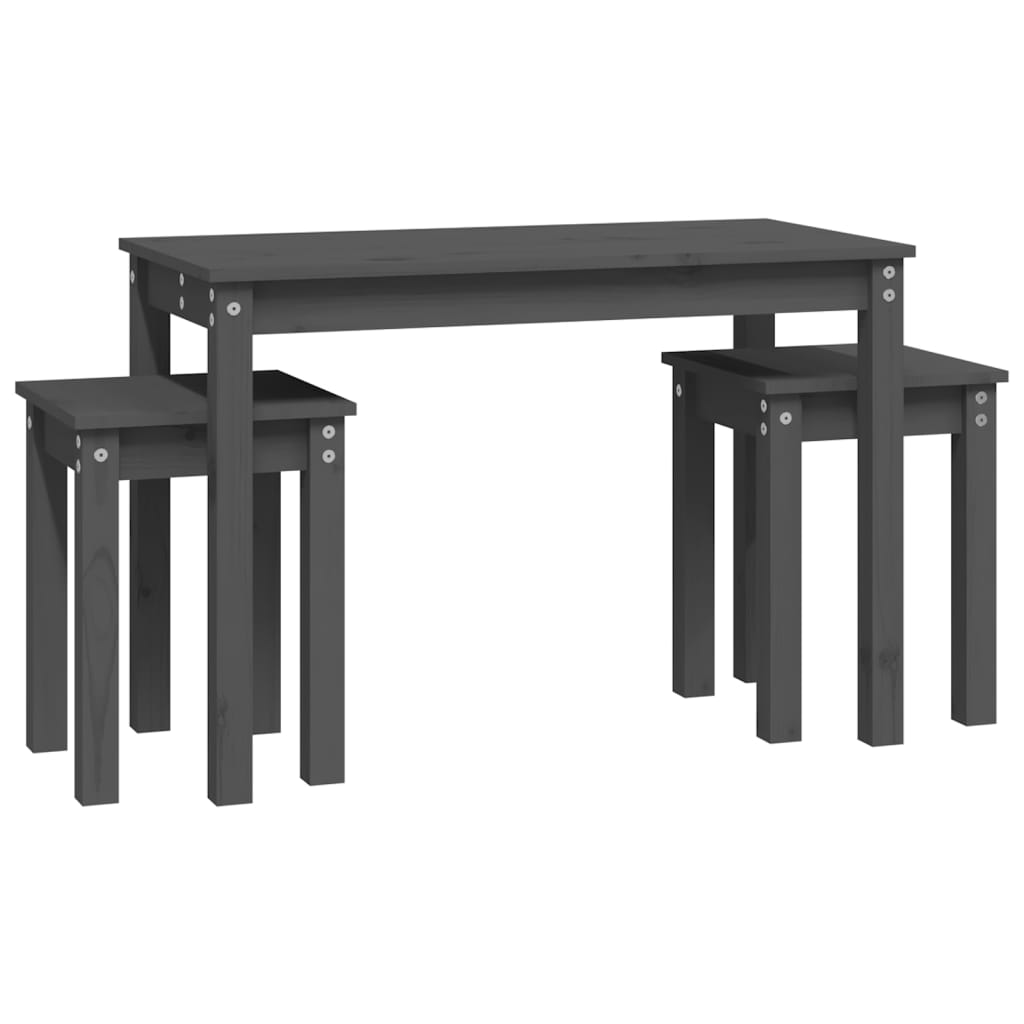Satztische 3 Stk. Grau Massivholz Kiefer - Pazzar.ch