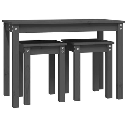 Satztische 3 Stk. Grau Massivholz Kiefer - Pazzar.ch